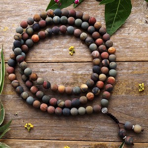 Collier de perles œil de tigre et turquoise, 108 perles, chapelet bouddhiste, long, unisexe, ensemble de bijoux tendance - Product Image 1