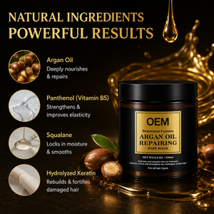 Mascarilla Capilar Reparadora de Aceite de Argán para Mujer con Logotipo Personalizado, 250 ml, Acondicionamiento Profundo, Tratamiento Anti-Frizz para Marcas de Belleza - Product Image 3