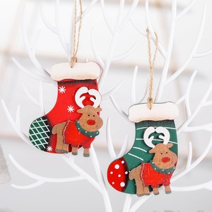 Rustic Distressed Wood Elk <b>Stocking</b> Shaped Ornaments <b>Small</b> Hang Decorations for Xmas Tree Farmhouse Decor - Product Image 4