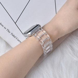 Correa de reloj de resina de acero transparente para Apple Watch Series 9 8 7 6 5 4 3 <span class=keywords><strong>2</strong></span> Iwatch <span class=keywords><strong>SE</strong></span> Ultra <span class=keywords><strong>2</strong></span> <span class=keywords><strong>44mm</strong></span> 40mm 45mm tipo de encanto - Product Image 4