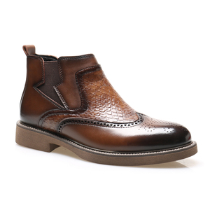 Bottes d'hiver en cuir pour homme, design italien, fabrication usine, bottes Chelsea habillées pour homme - Product Image 1