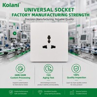Prise murale universelle Kolani British Standard 13A 250V, 90x86mm, blanc brillant PC, 3 broches, multifonction