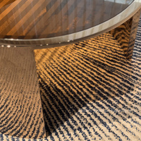 Muebles de Salón Hechos a Mano de Diseño Italiano de Lujo, con Vidrio Ahumado Templado, Acero 304, Espejo de Bronce, Forma de Tambor y Media Luna Doble Entrelazada