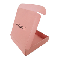 Boîte en carton ondulé rose avec logo personnalisé écologique, boîte en papier d'expédition avec insertion à l'intérieur, vente en gros