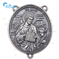 Collier pendentif religieux catholique avec médaillon de la Médaille de la Sainte Médaille de Saint Luc l'Évangéliste, personnalisable