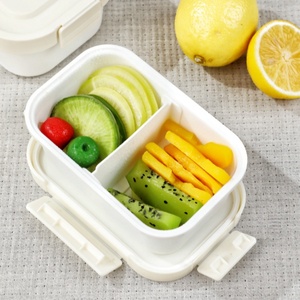 Divided <b>Lunch</b> <b>Box</b> Rectangle Plastic Lid Food Grade Microwaveable For Office Workers And Students - Product Image 2