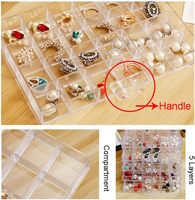 Boîte de rangement moderne en acrylique transparent à 5 tiroirs pour bijoux, 120 compartiments, présentoir transparent, boîtes cadeaux pour femmes et filles