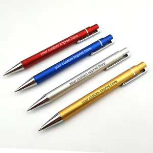 Mental Customized Promotional Click-function Ballpoint Pen stylish Smooth Tips aluminum pen