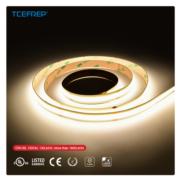PERFECT Copper COB LED Strip Light 3000K-6500K 480LED/m CRI90 DC24V 10mm PCB 130LM/W 15W/M 50MM Cuttable Flexible Landscape