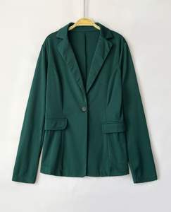 Yeşil takım elbise tek göğüslü iki parçalı set kadın takım elbise dantel kumaş ofis giyim kadın takımı seti - Product Image 5