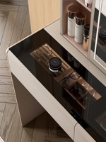 Table de maquillage électrique multifonctionnelle moderne en bois massif sur mesure avec miroir réglable et rangement gain de place pour appartement