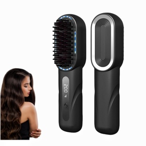 Lisseur de cheveux sans fil 5000mAh rechargeable, stérilisation par lumière bleue, ions négatifs, peigne lissant ionique sans fil - Product Image 1