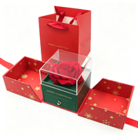 Bunga Mawar Awet Grosir dalam Kotak Perhiasan Akrilik, Hadiah Bunga Abadi untuk Hari Valentine, Natal, Hari Ibu, Ulang Tahun
