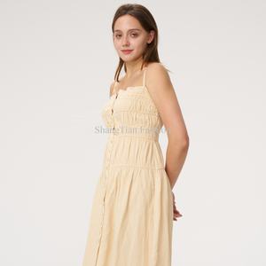 Vestido Mini Casual de Verano para Mujer, Personalizado, sin Mangas, con Tirantes Halter, de Lino y Algodón, con Diseño Sólido a la Moda - Product Image 4