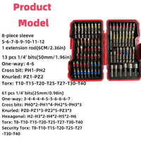 Jeu de 83 embouts de perceuse à percussion avec embouts magnétiques, embouts en acier S2 à fente croisée, à fente plate, carrés, étoiles, hexagonaux, TORX