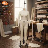 Mannequin de couturière sans tête en fibre de verre, taille US 4, corps entier, épaules pliables, pour robe, avec support, à épingler