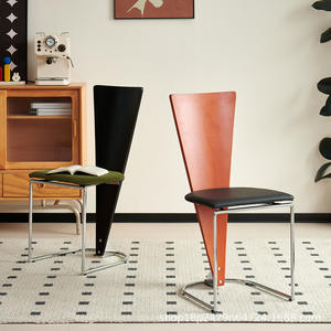 Vintage Solid Wood Dining Chair With Metal Frame <b>Backrest</b> For Dining Room Adult Use - Product Image 3