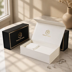 Boîte à bijoux en carton écologique personnalisée avec logo du fournisseur, à fermeture magnétique, pour ranger les bagues, emballage cadeau - Product Image 1