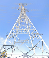 Tour de transmission autoportante en treillis d'acier 220 kV, pylon à 4 poteaux en acier cornière pour réseau électrique