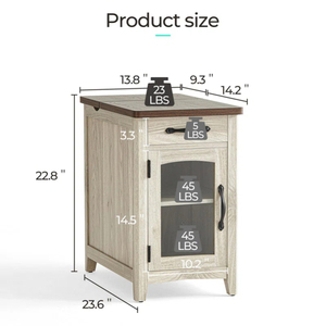 Professional Furniture Manufacturer Side <b>Table</b> for Wholesale, Farmhouse End with Storage and Charging Station - Product Image 4