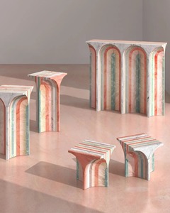 โต๊ะกาแฟหินอ่อนทำจากวัสดุที่พิถีพิถันการออกแบบอย่างสร้างสรรค์ชิ้นส่วนที่จับคู่สีได้ทำใหม่ลวดลายไร้รอยต่อ - Product Image 3