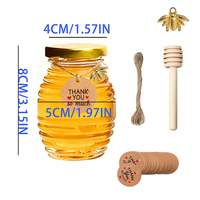 Ensemble de mini pots à miel en verre, pot à miel rond en verre avec couvercle doré, pot en verre hermétique - 70 ml