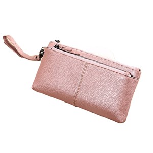 Borsa da <span class=keywords><strong>Donna</strong></span> di Design con Cerniera in Vera Pelle <span class=keywords><strong>Rosa</strong></span>, Pochette da Polso, Mini Borsetta e Portafogli Lunghi per Signore - Product Image 1