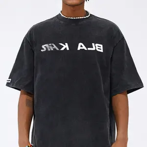 Custom Trendy Brand Logo Tees T Shirts Unisex Oversized Vintage Designer Puff Printed Men's Rapper Graphic T Shirts For Men