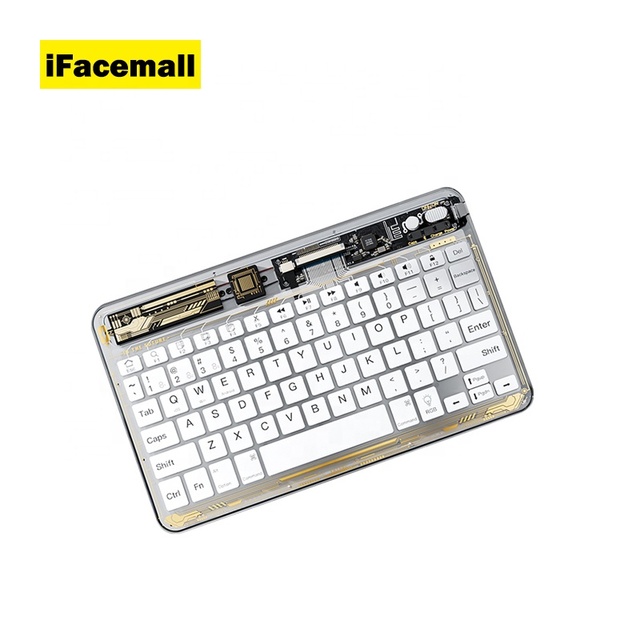 IFacemall Mechanical Scissor Switch Wireless RGB Backlit Mini Gaming Keyboard USB Type-C Cable Durable Transparent Design for