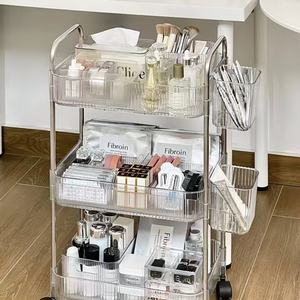 Étagère de rangement LE Cosmetics, étagère de rangement pour salle de bain, étagère de rangement pour collations dans le salon, chariot mobile multi-niveaux en acrylique - Product Image 1