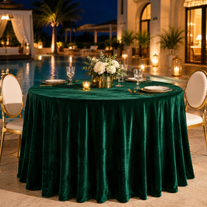Wholesale Emerald <b>Green</b> Premium Velvet Round <b>Tablecloth</b> for Outdoor Wedding Banquet Event Rental - Product Image 1