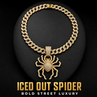 Collier pendentif araignée en alliage de zinc et strass ChuYao avec chaîne à maillons pour femme, bijoux hip-hop, fournisseur en gros personnalisé pour anniversaire