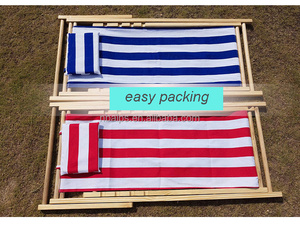 Venta al por mayor solo ajustable bajo Sling teca Salón al aire libre Chaise De Plage En Bois cubierta de lona plegable Silla de playa de madera - Product Image 6