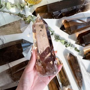 Vente en gros de tour de cristal de quartz fumé poli de haute qualité, pierre naturelle de guérison, pour la décoration énergétique - Product Image 4