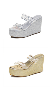 รองเท้าแตะรัดส้นผู้หญิงแฟชั่นฤดูร้อน 2023 ระบายอากาศได้ดี ส้นสูงพิเศษ ดีไซน์เซ็กซี่ วัสดุ PVC - Product Image 6