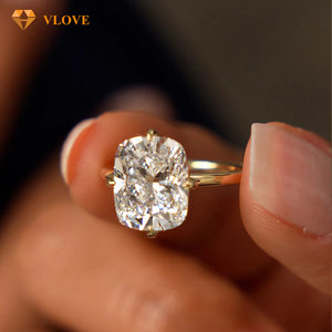 Anello di fidanzamento <span class=keywords><strong>solitario</strong></span> da donna in <span class=keywords><strong>oro</strong></span> 14k con <span class=keywords><strong>diamante</strong></span> coltivato in laboratorio taglio cuscino da 5,05 carati - Product Image 5