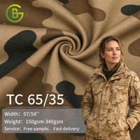 Tissu de travail camouflage durable avec 65 % polyester et 35 % coton, tissu sergé camouflage pour la foresterie, la sécurité et les uniformes de personnel extérieur