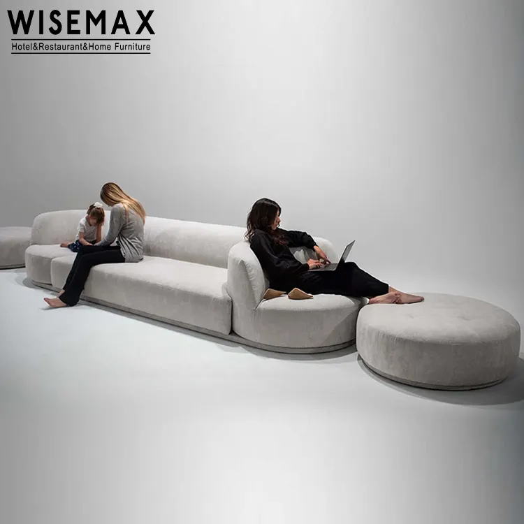 WISEMAX FURNITURE Italian high-end solid pine wood frame couch living room fabric leather Rotating sofas for home living room