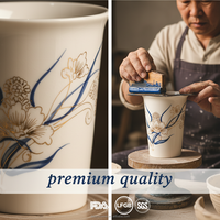 Ensemble de tasses à café en céramique blanche conique Liling Daily, tasse à café réutilisable minimaliste pour cadeaux d'affaires, bureau à domicile, 12 oz