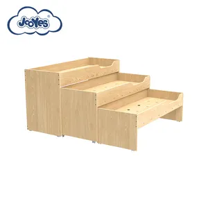 Hot selling kindergarten wooden furniture 3 in 1 beds for children daycare kids bedding