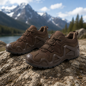 Customizable Men <b>Brown</b> Low Cut Tactical Training Shoes Waterproof Nubuck Anti Slip Tactical shoes For Security Outdoor Adventure - Product Image 1