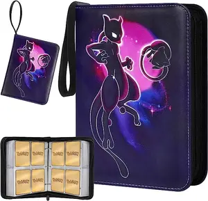Trading Card Binder for Game Cards Binder 4-Pocket, 400 cardSleeves,Amazing Gift for Boy and Girl (Purple)