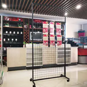 Série Gridwall Panel Display Stand Cremalheiras de secagem móveis pesados Painéis de parede grade Retail Display Rack Wire Grid loja shelv