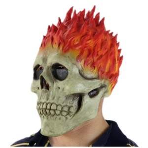Máscara de Calavera de Látex para Halloween, con Pelo en Forma de Llama, Disfraz de Fiesta Espeluznante - Product Image 3