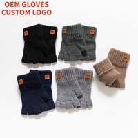 Gants d'hiver personnalisés sans doigts en laine d'alpaga, tricotés côtelés avec revers élastique, chauds, unisexes, pour la conduite, le clavier et les activités de plein air