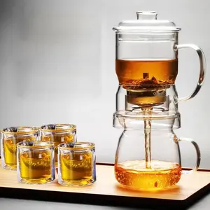 صانع الشاي كسول زجاج المنزل التلقائي الكونغ فو رواية الكونغ فو إبريق شاي طقم كامل