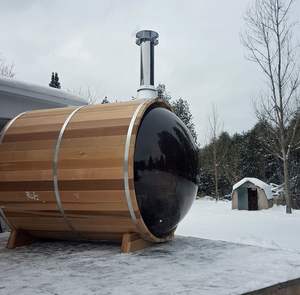 Atractiva y Duradera Sauna Móvil con Estufa <span class=keywords><strong>de</strong></span> Leña, Sauna <span class=keywords><strong>de</strong></span> Barril <span class=keywords><strong>de</strong></span> Madera con Chimenea - Product Image 1