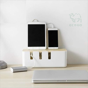 Máy tính để bàn công cụ dây dây tổ chức tre lưu trữ bằng gỗ hộp Thùng hình chữ nhật tùy chỉnh màu sắc quản lý cáp - Product Image 4