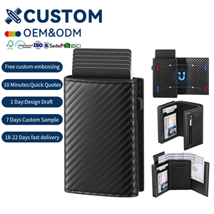 <span class=keywords><strong>Portafoglio</strong></span> Minimalista in Fibra di Carbonio e Pelle, Tri-fold con Apertura a Scatto, Tasca Portamonete con Cerniera, Sottile <span class=keywords><strong>Portafoglio</strong></span> RFID Smart in Alluminio per <span class=keywords><strong>Uomo</strong></span> - Product Image 1