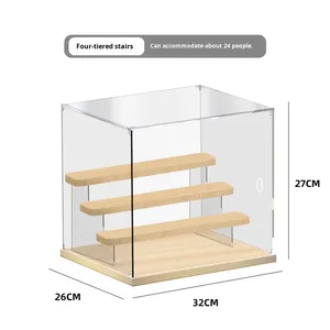 Acrylic trong suốt hộp mô hình hiển thị đứng rắn gỗ thang bụi che tủ trưng bày độc đáo phong cách sở thích hiển thị trường hợp - Product Image 4
